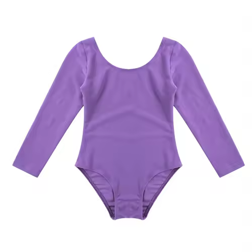 Kids Girls Long Sleeve Ballet Leotards Dance Costume Warm Solid Color Gymnastics Workout Training Bodysuit Dancer Wear - Image 2