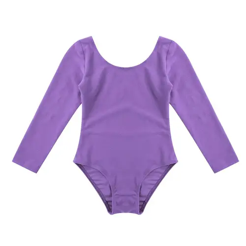 Kids Girls Long Sleeve Ballet Leotards Dance Costume Warm Solid Color Gymnastics Workout Training Bodysuit Dancer Wear - Image 2