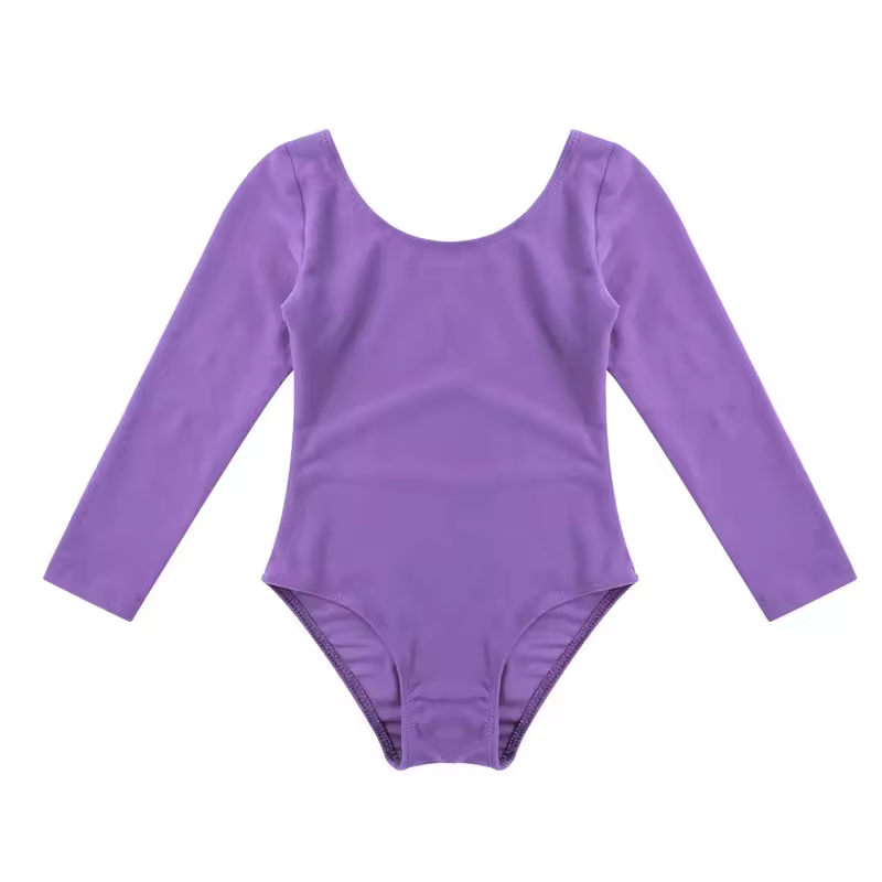 Kids Girls Long Sleeve Ballet Leotards Dance Costume Warm Solid Color Gymnastics Workout Training Bodysuit Dancer Wear - Image 2