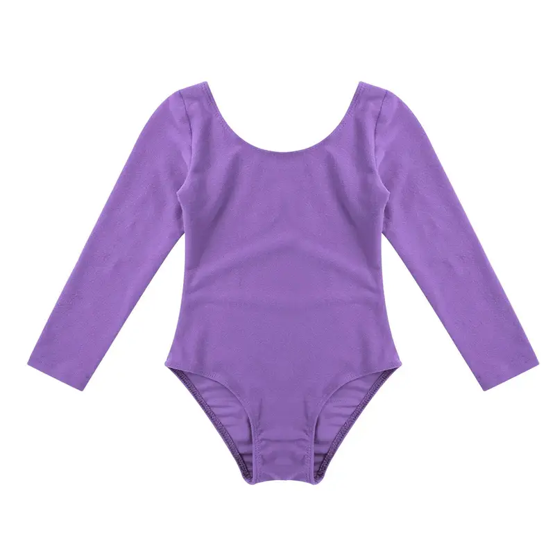 Kids Girls Long Sleeve Ballet Leotards Dance Costume Warm Solid Color Gymnastics Workout Training Bodysuit Dancer Wear - Image 2
