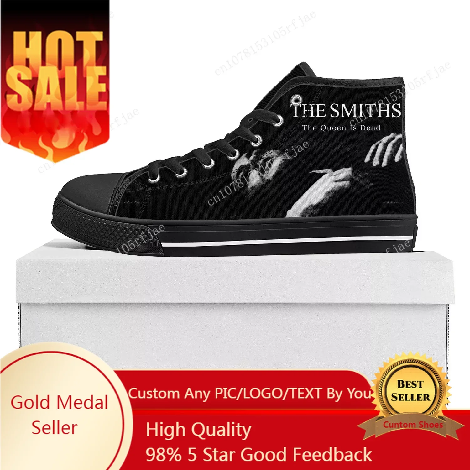 

The Smiths Rock Band High Top High Quality Sneakers Mens Womens Teenager Canvas Sneaker Casual Couple Shoes Custom Shoe Black
