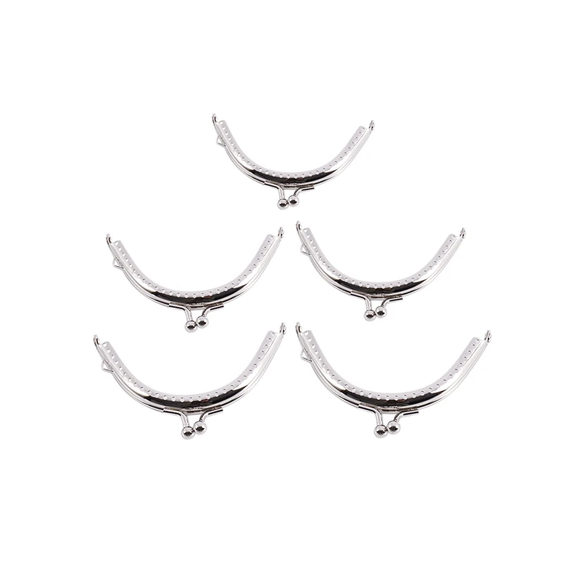 

Promotion! 5 Metal Frames Snap Clasp Arch Pattern Coin Style Purse Silver