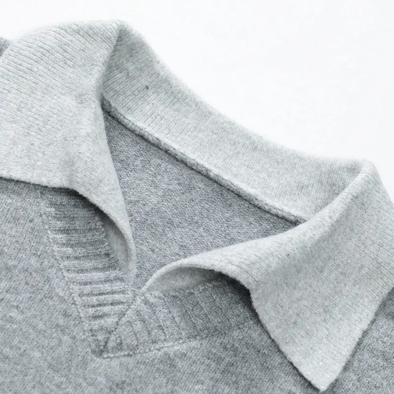 Men's Fashion Fake Two-Piece Knitted Sweater Casual Loose Fit V-Neck Pullover Winter Warm Jumper