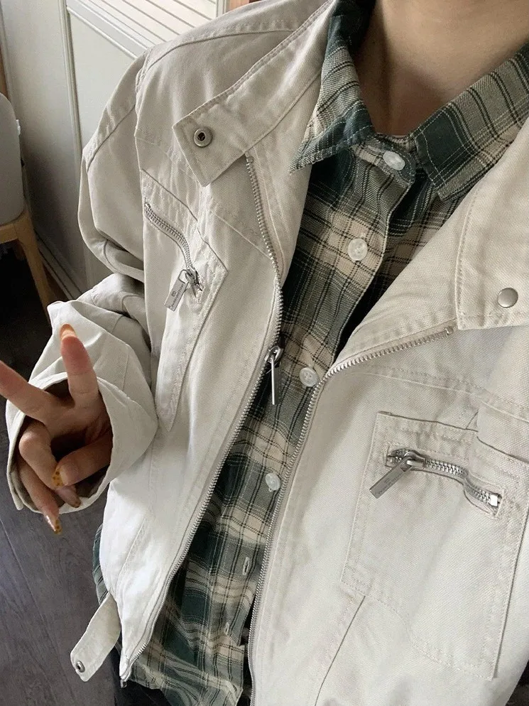 Retro Sle Zipper ort Baseball Jaet Colletto americano Capispalla autunnale per uomo Cappotto da lavoro aderente per giovani