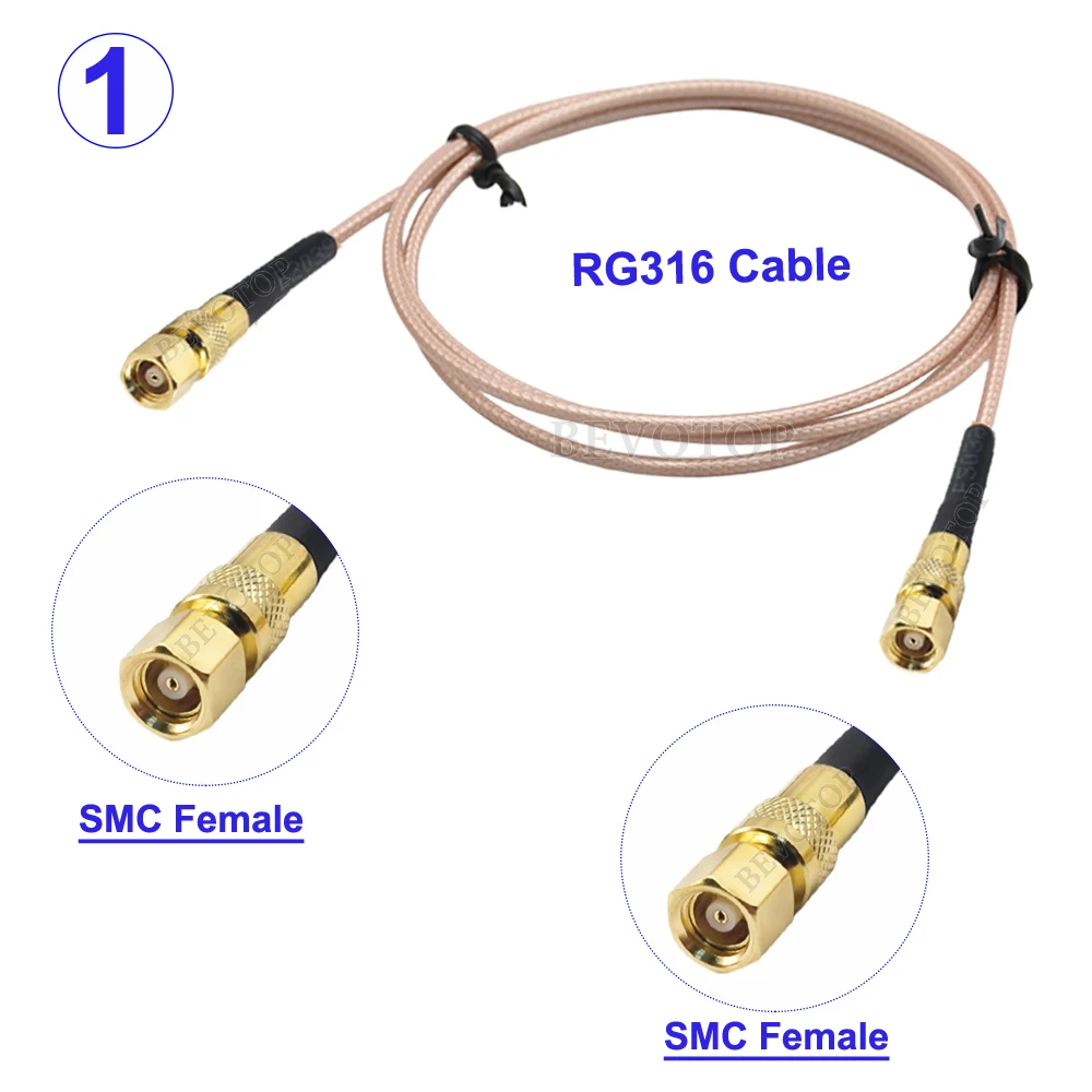 1 stks RG-316 SMC naar SMC Mannelijke/Vrouwelijke Kabel Connector 50Ohm RG316 Jumper 50 Ohm Laag Verlies RF Coaxia Pigtail 10 CM-20 M