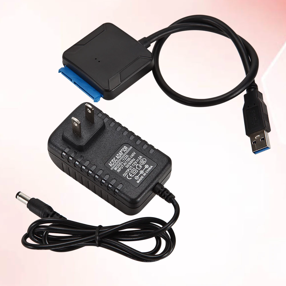 

USB3.0 to Adapter Cord 3.5 Inch Laptop Hard Drive Data Cable USB To Easy with US Plug (Black)
