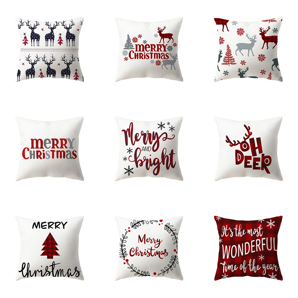 

Christmas Decoration Merry Print Pattern Cushion Cover Home Living Room Sofa Pillow