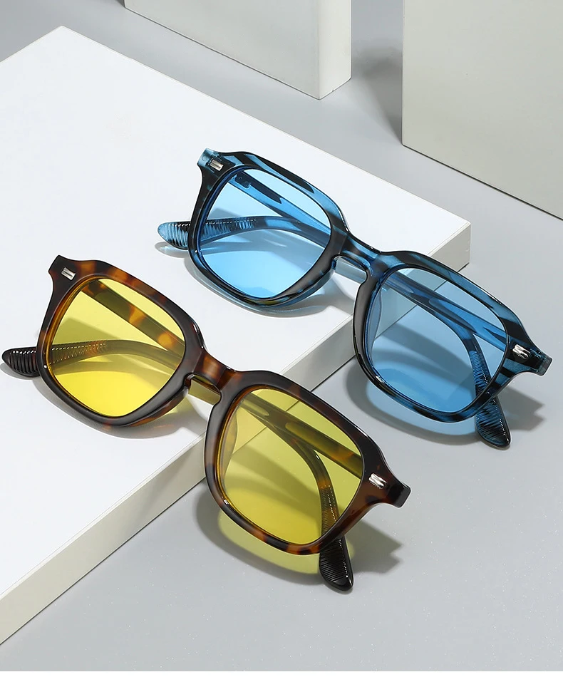 SO&EI Neue Quadratische Candy Farbe Frauen Sonnenbrille Retro Nieten Männer Trend Orange Sonnenbrille Shades UV400 – Detail 3