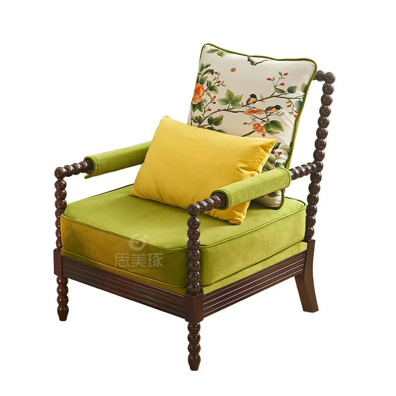 

LMM American country sofa small apartment living room balcony retro furniture lazy sofa