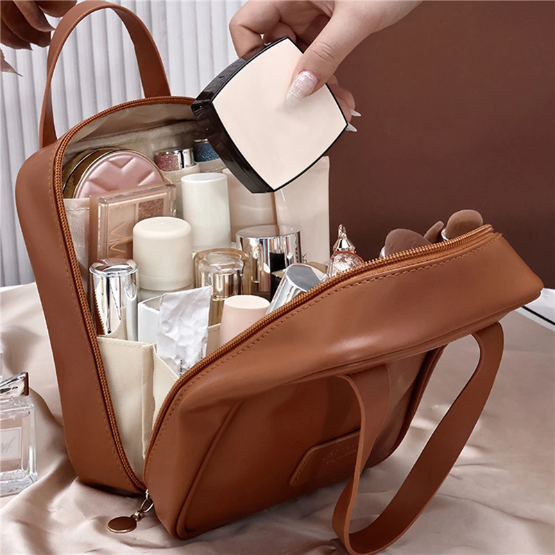 New High-value Shell Portable Makeup Bag Large-capacity Travel Portable Cosmetic Storage Bag Waterproof Pu Washing Cosmetic Bag