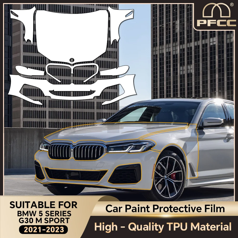

9Mil Clear Vinyl Wrap TPU PPF Pre-Cut Paint Protection Film Full Vehicle Anti-Scratch Kit For BMW 5 Series G30 M Sport 2021-2023