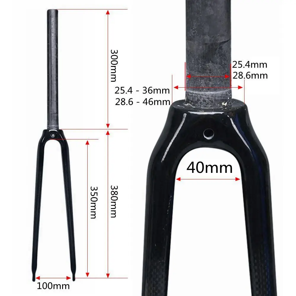 NO LOGO 3K Glossy Carbon Fiber Fork Road Bike Forks Bicycle Parts 25.4mm 28.6mm700C Cycling Accessories Superlight 370g