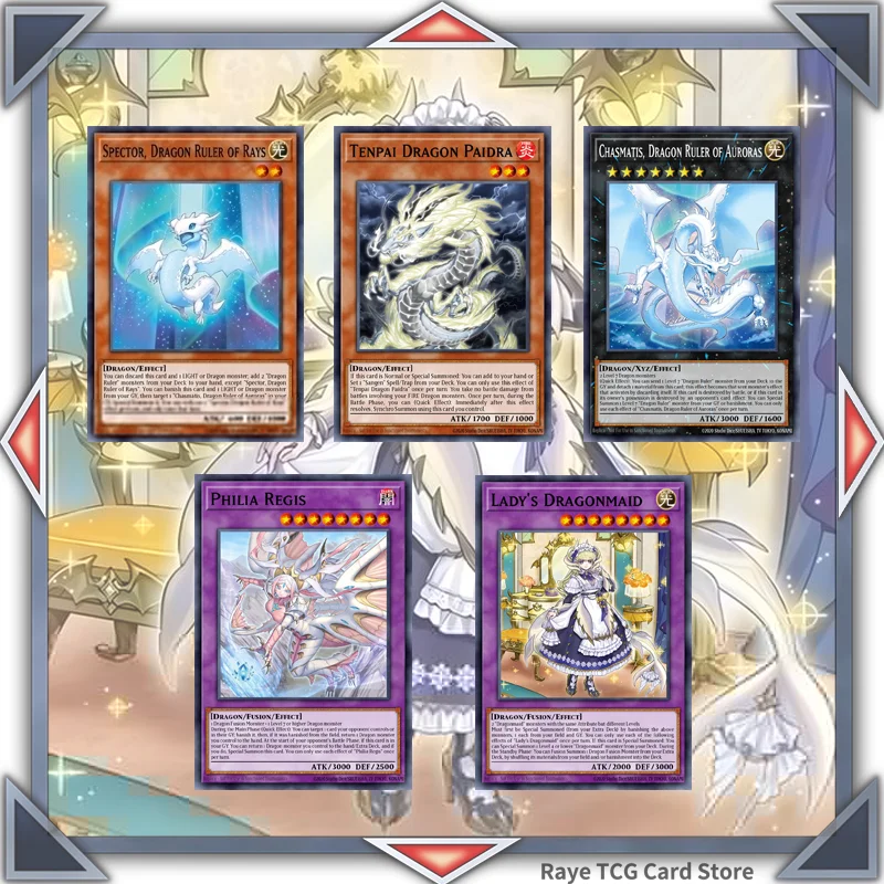 80 шт., линейка дракона Tenpai Dragonmaid Yugioh, колода для карточных игр, легкая игра, не оригинальная Philia Regis ALIN