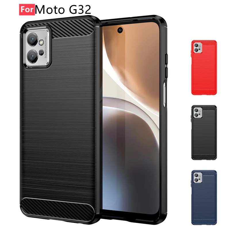 Casing lunak TPU belakang Bumper tahan guncangan untuk Moto G32 Capas casing lunak TPU belakang serat karbon untuk Moto G 32 G32 Fundas