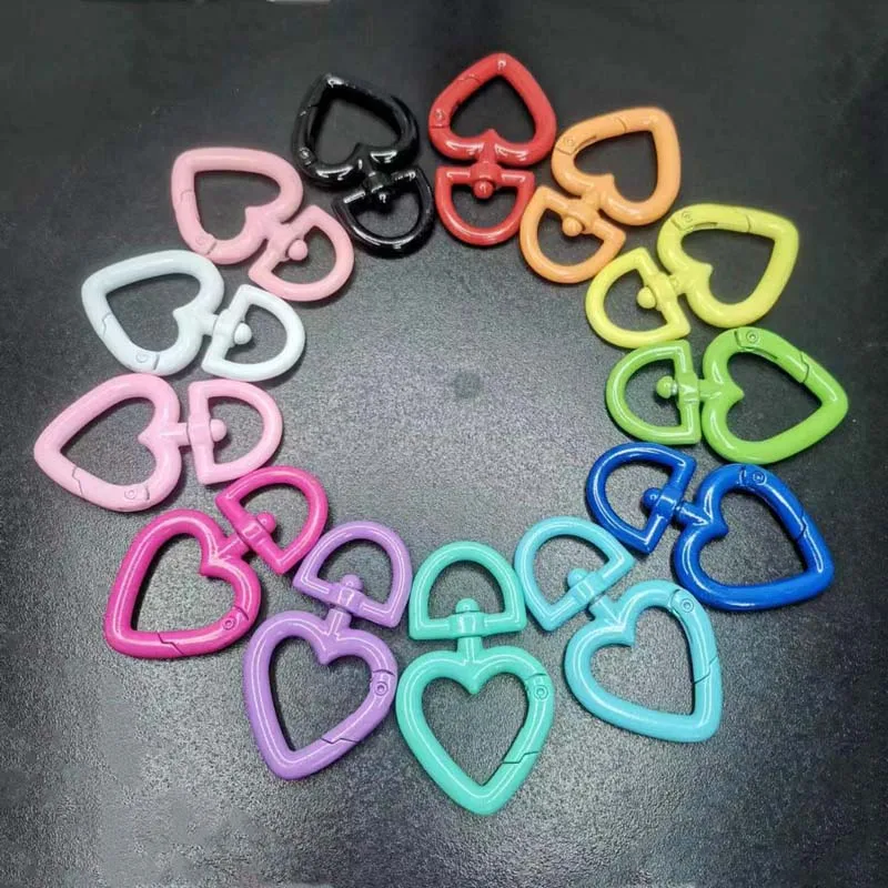5 Pcs/Lot 47x28mm Colorful Heart Jewelry Findings Lobster Clasp Hooks For Necklace&Bracelet Chain DIY Making