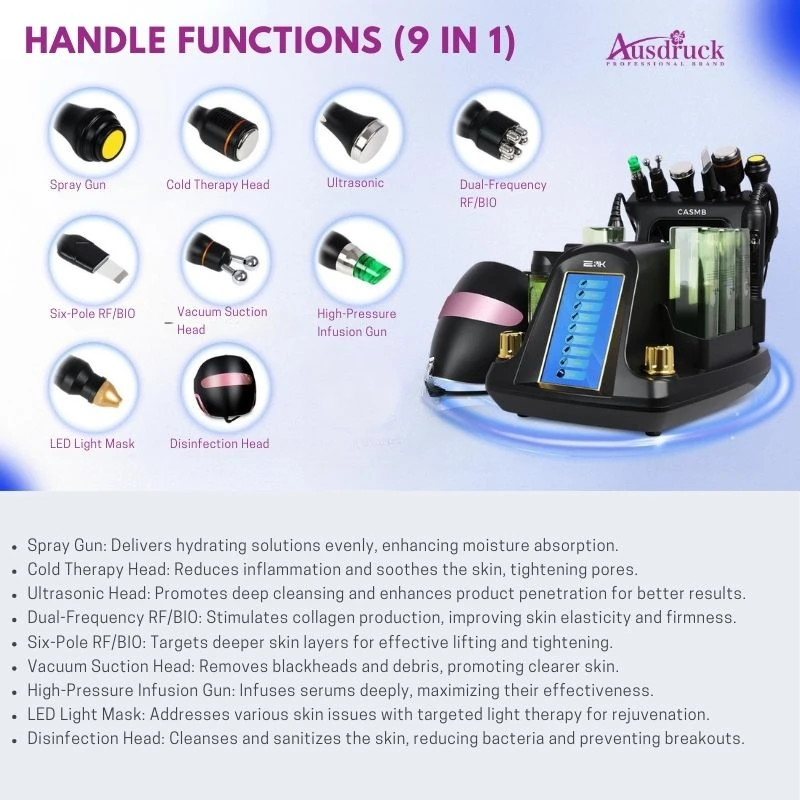 جهاز احترافي للعناية بالبشرة بالأكسجين والهيدروجين مع قشر الحرير بالموجات فوق الصوتية RF للترطيب العميق #3