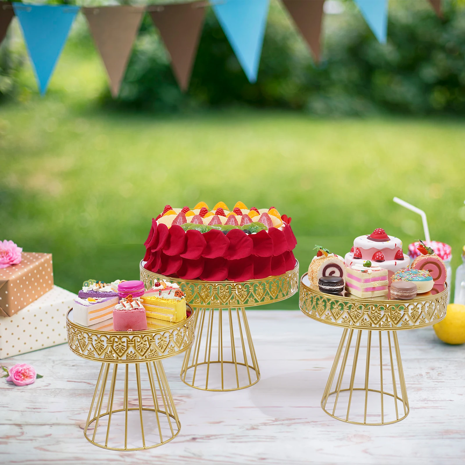 

3* Antique Cake Stand Cake Holder Cupcake Stand Wedding Party Display New Dessert Plate