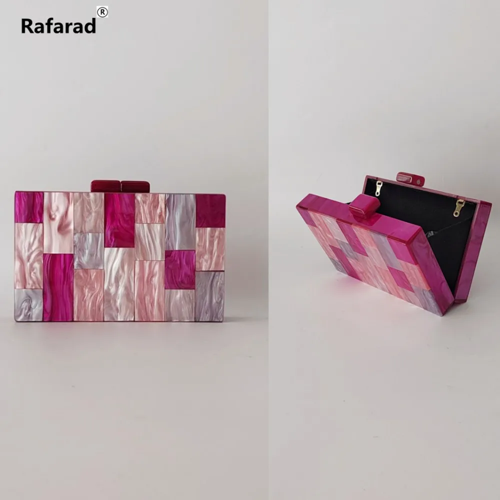 Fuchsia Hot Pvc Acrylic Box Evening Clutch Bag Women Designer Luxury Mini Summer Purses And Handbags Wedding Gift Party Wallets