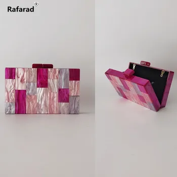 자홍색 PVC 아크릴 상자 이브닝 클러치 백, 여성 디자이너 럭셔리 미니 지갑 및 핸드백, 결혼식 선물 파티 지갑 
