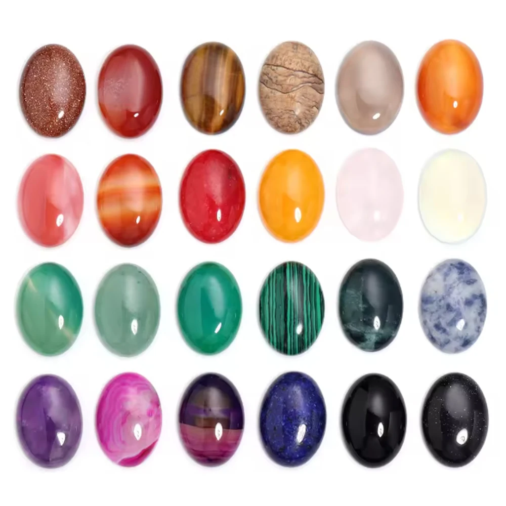 2-10 Stück Naturstein Cabochon Oval Tigerauge Achate Jade Amethyst Stein Cabochons Perlen Cameo Einstellungen für DIY Schmuckherstellung – Detail 3