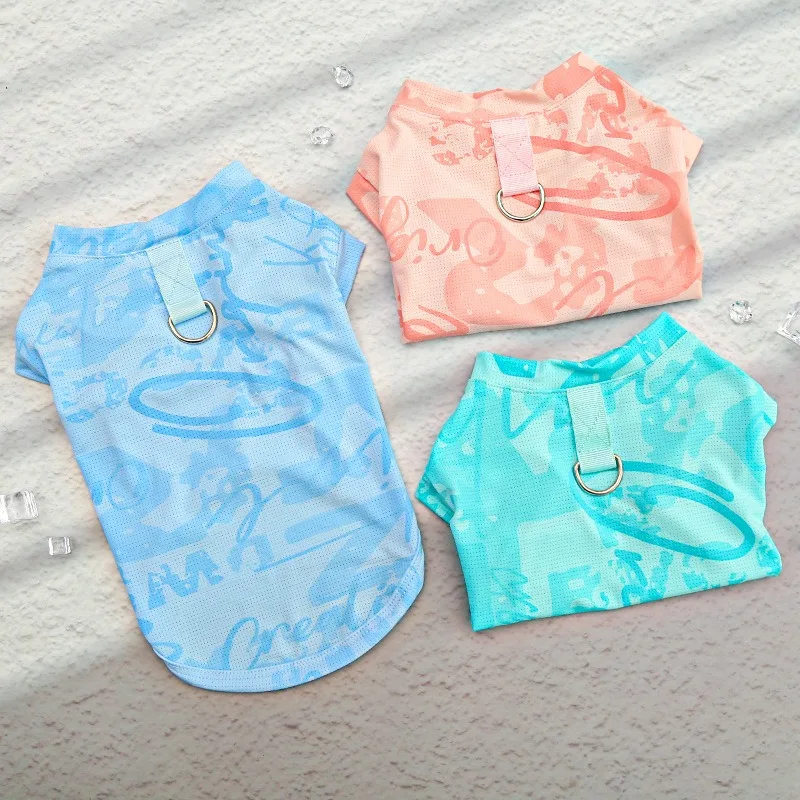 

Graffiti Style Dog Clothes Ice Silk Pet Vest Yorkshire Summer Pullover Puppy Breathable Pullover Casual T-Shirt