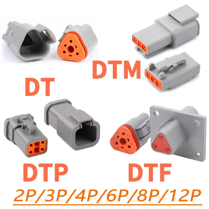 Multi-Series DEUTSCH Connector Bundle (DT/DTM/DTP/DTF) | IP68 Waterproof Plug 2-12Pin with Screw Lock & Terminals