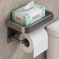Stainless Steel Toilet Paper Holder Wall Mounted Self Adhesive Bathroom Tissue Roll Towel No Punching Kitchen Aluminum Rack