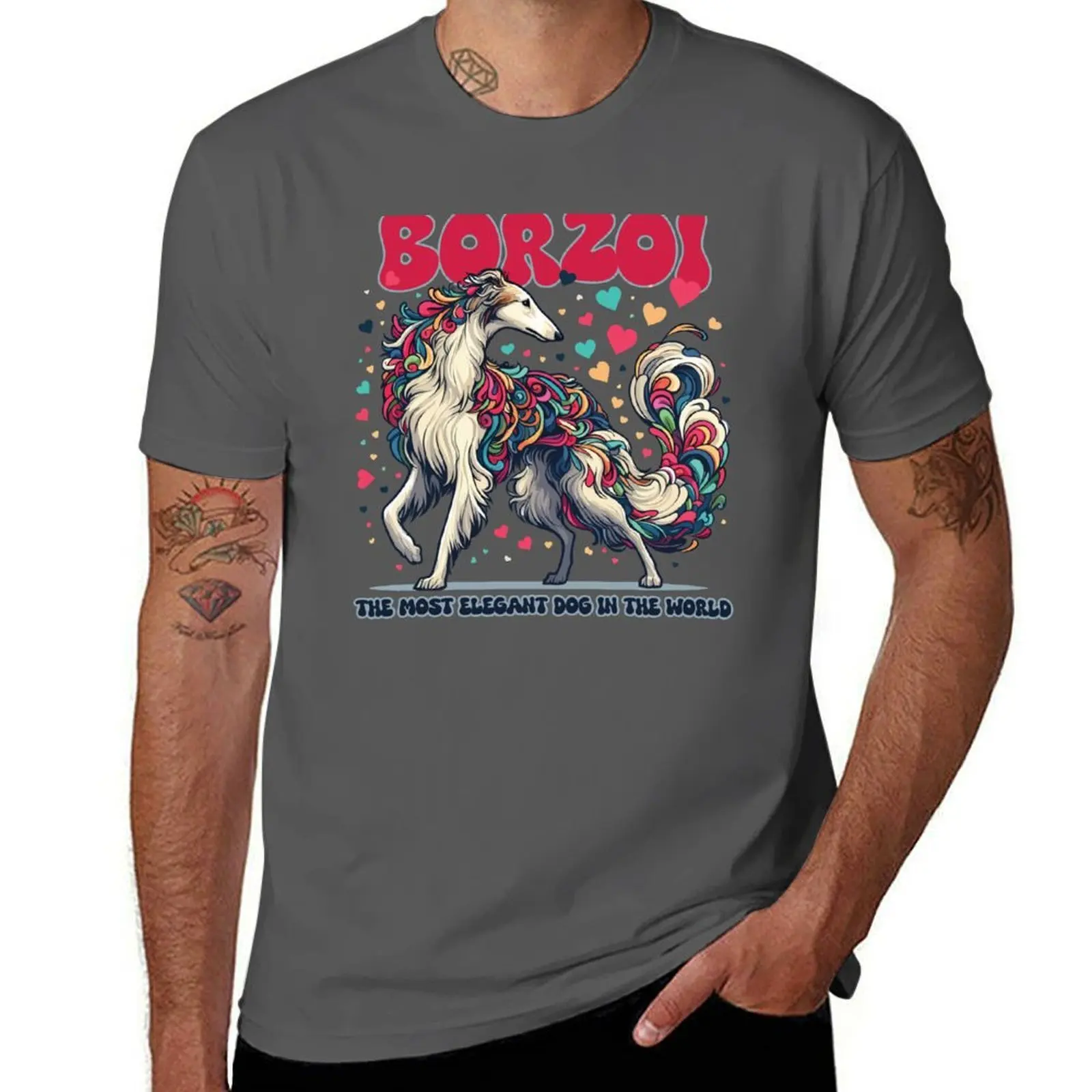 

dog the world. most The Borzoi. elegant in T-Shirt Casual Pattern Print Tee Shirt