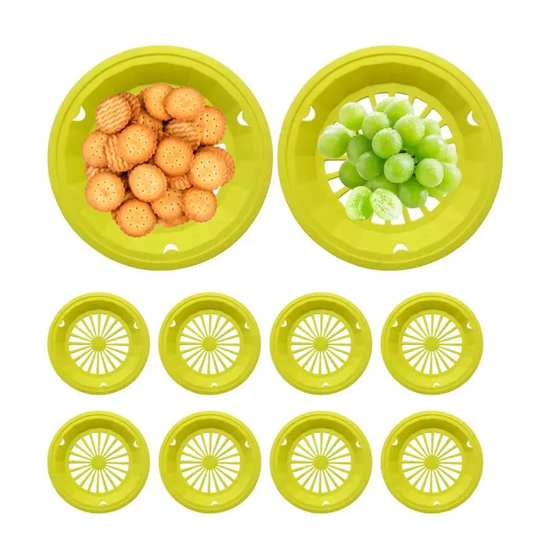 Picnic Food Basket Trays 10pcs Food Serving Dinner Plate Holders Snap In Grooves Food Service Trays Serving Basket Picnic