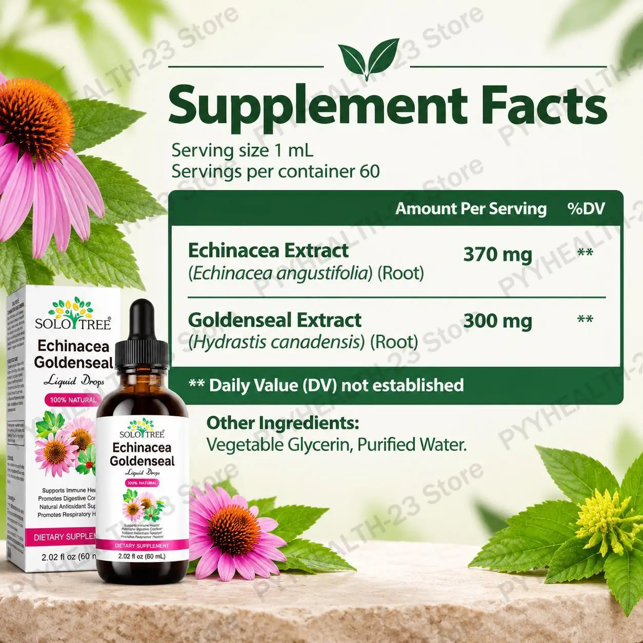 Echinacea Goldenseal Liquid Drops Soothe Digestive Tract Promote Respiratory Comfort Keep Body Balanced for Seasonal Changes