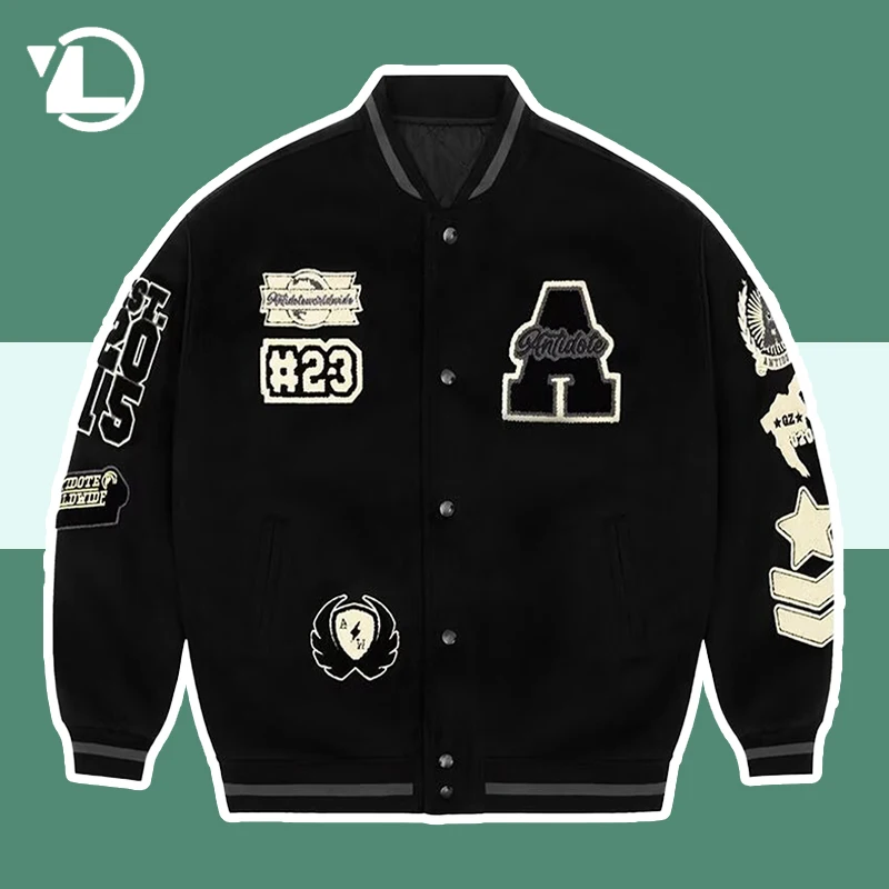 

American Baseball Uniform Mens Spring Autumn Heavy Industry Letter Embroidery Bomber Jacket High Street Loose Casual Pilot Coats