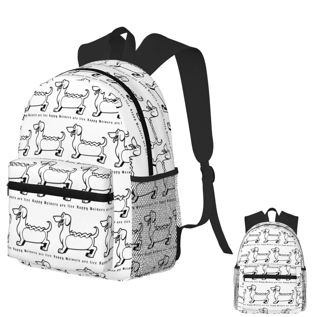

Happy Weiners Are Life Student Backpack School Bag Hiking Travel Daypack for Men Women Bookbag Shoulder Bags