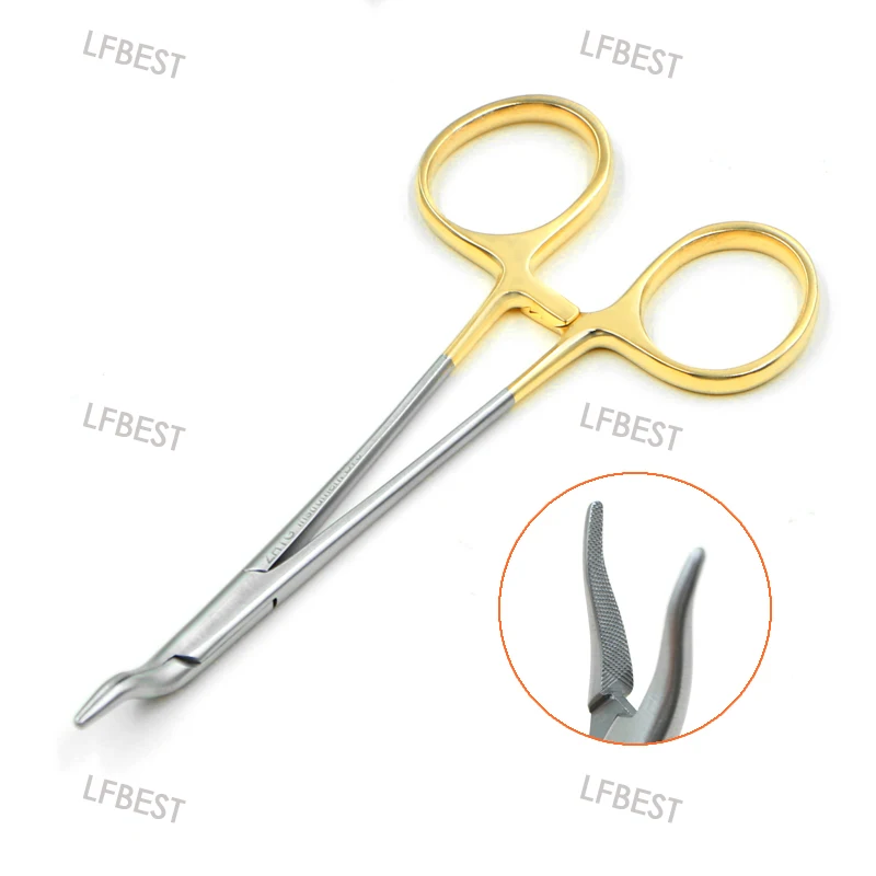 Tiangong Gold Handle Nasal Cavity Needle Pliers Nose Plastic Stainless Steel Surgical Tool Needle Holder Clip Needle Pliers