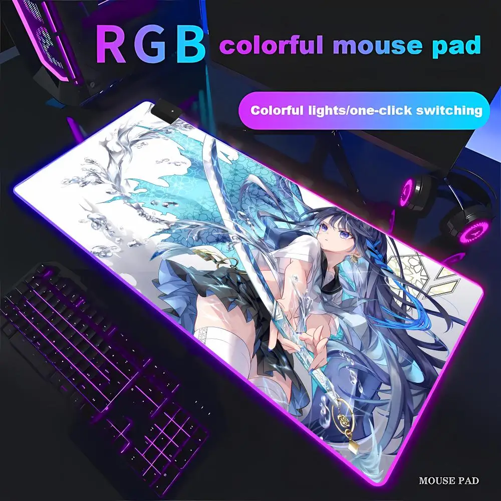 

Сексуальный женский воин, анимация, красивый игровой коврик для мыши RGB, HD геймер, большой светодиодный светильник, коврики для мыши XXL, ПК, компьютерный коврик, декор