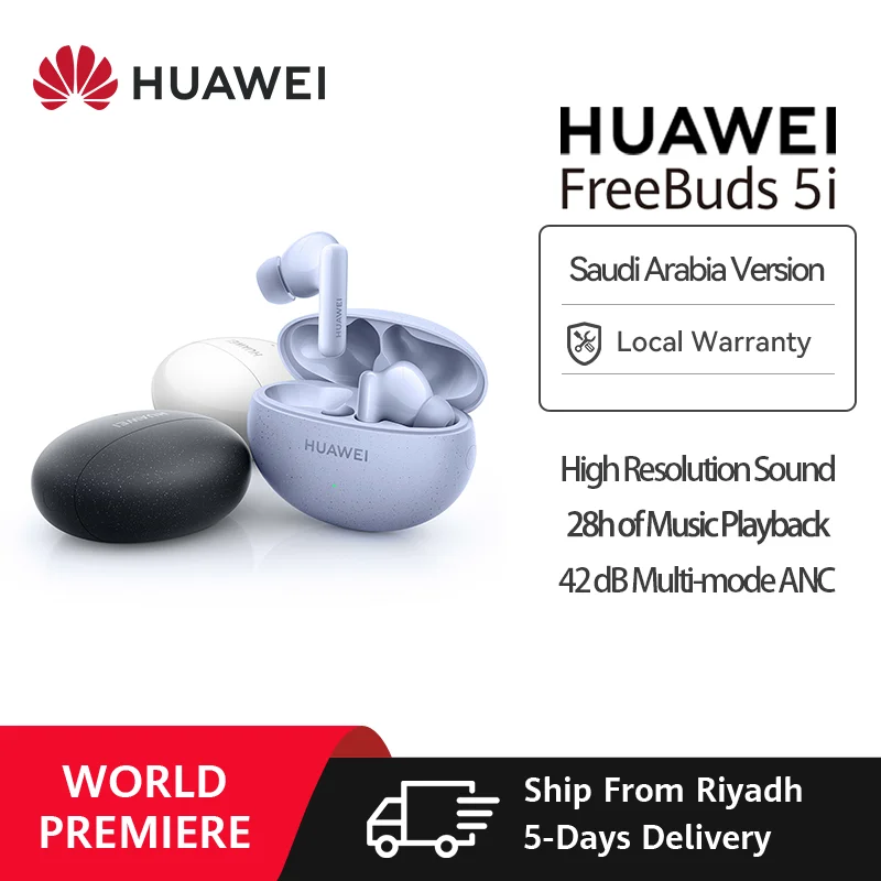 HUAWEI FreeBuds 5i High Resolution Sound Earphones 42dB Multi-mode Active Noise Cancellation 28H Battery Life IP54 Bluetooth 5.2