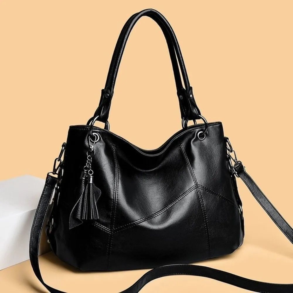 Womens Soft Leather Tote Bag Vintage Large Capacity Shoulder Crossbody Handbag Elegant Casual Purse For Commuting