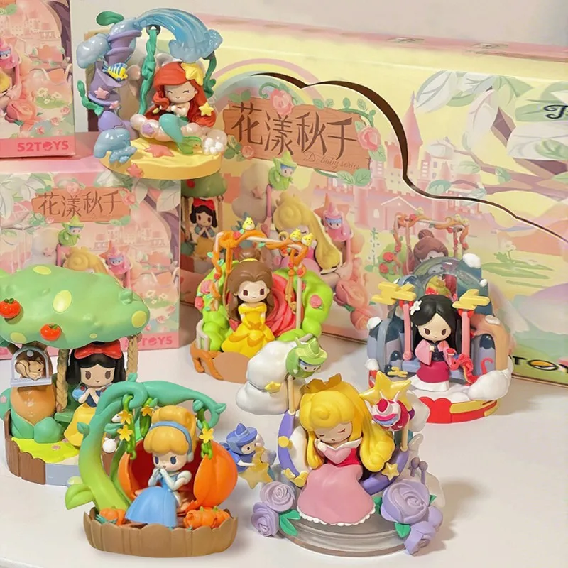 Disney Princess teacup sweetheart blind box series flower swing figures girls toy ornaments animation peripheral toy collection