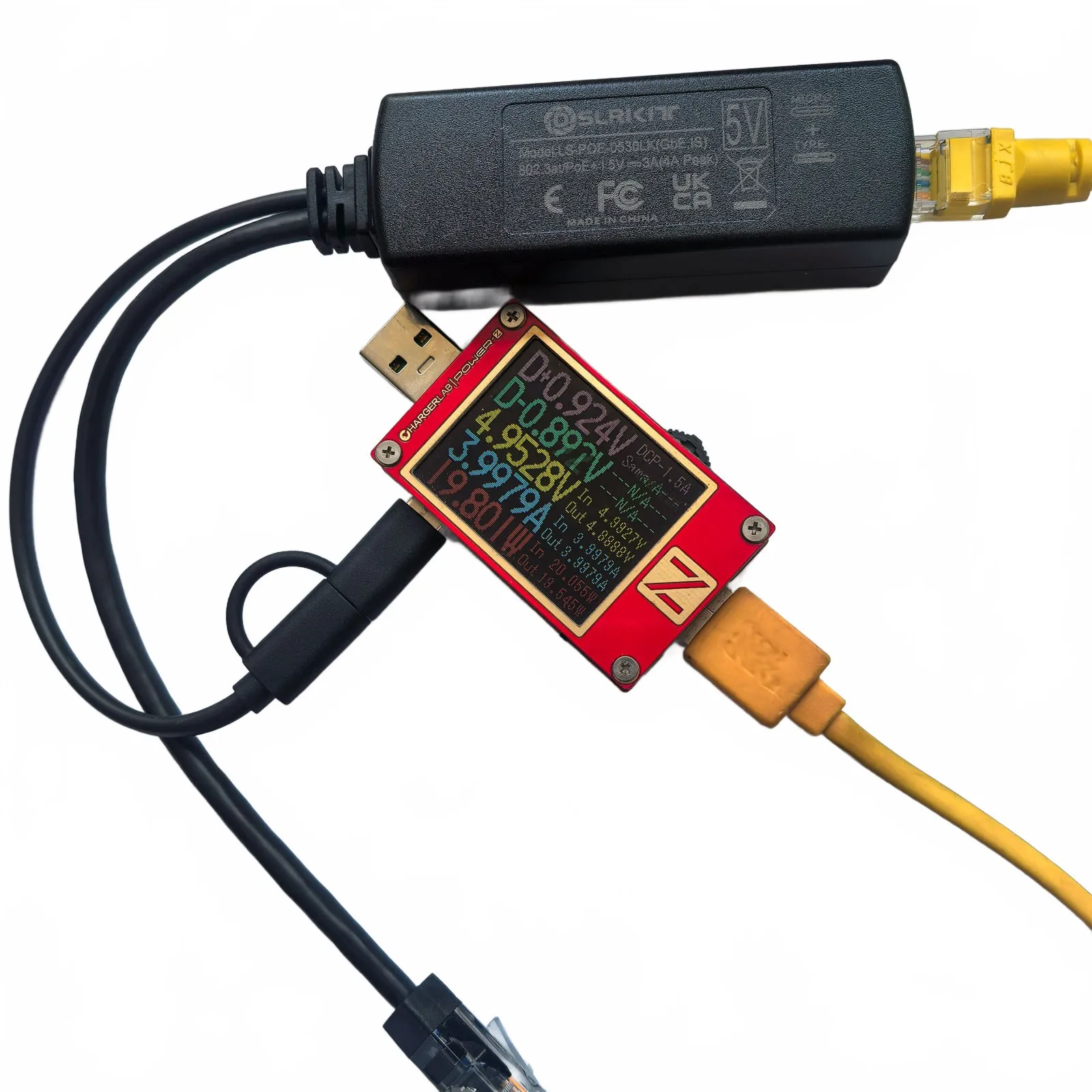 5V 3A 4A Gigabit PoE Splitter USB-C/Type-C + MicroUSB 802.3at PoE+ for Pi 5 20w