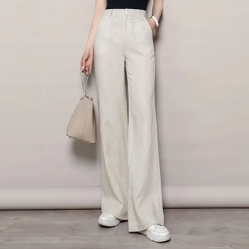 100 Minutes Linen Women's Pants Summer Thin Wide-Leg Pants Cotton and Linen Mop Pants High Waist Drape Loose Casual