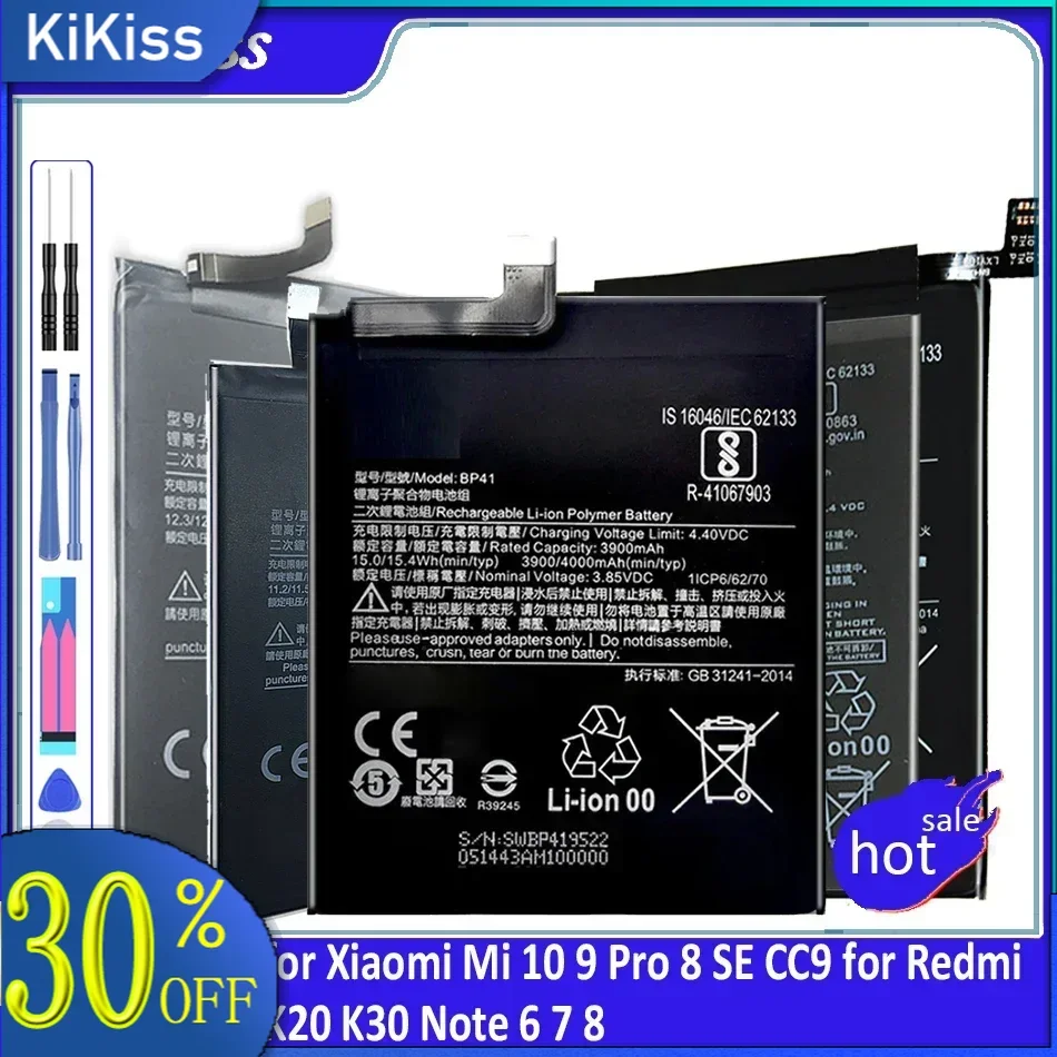 BP40 BP41 BM3D BM3J BM3L BM3M BM4F BM4H BM4N BM4P BN4A BN46 batería para Xiaomi Mi 10 9 Pro 8 SE CC9 para Redmi K20 K30 Note 6 7 8