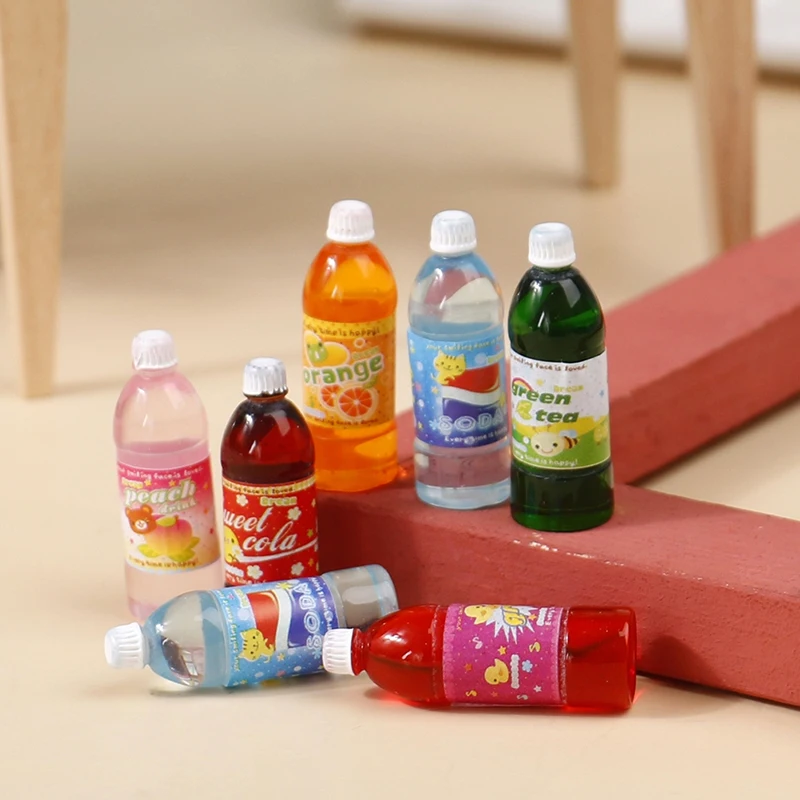 5Pcs 1:12 Dollhouse Miniature Drink Bottle Fruit Juice Drinks Food Accessories For Doll House Decor Kids Play Toys Gifts