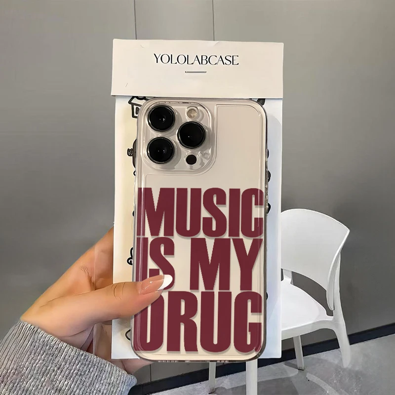 Funda de Silicona Suave con Diseño de Música como Drogas para Apple iPhone Air 11 12 13 14 15 16 Pro Max 14 Plus 17 Pro 16e