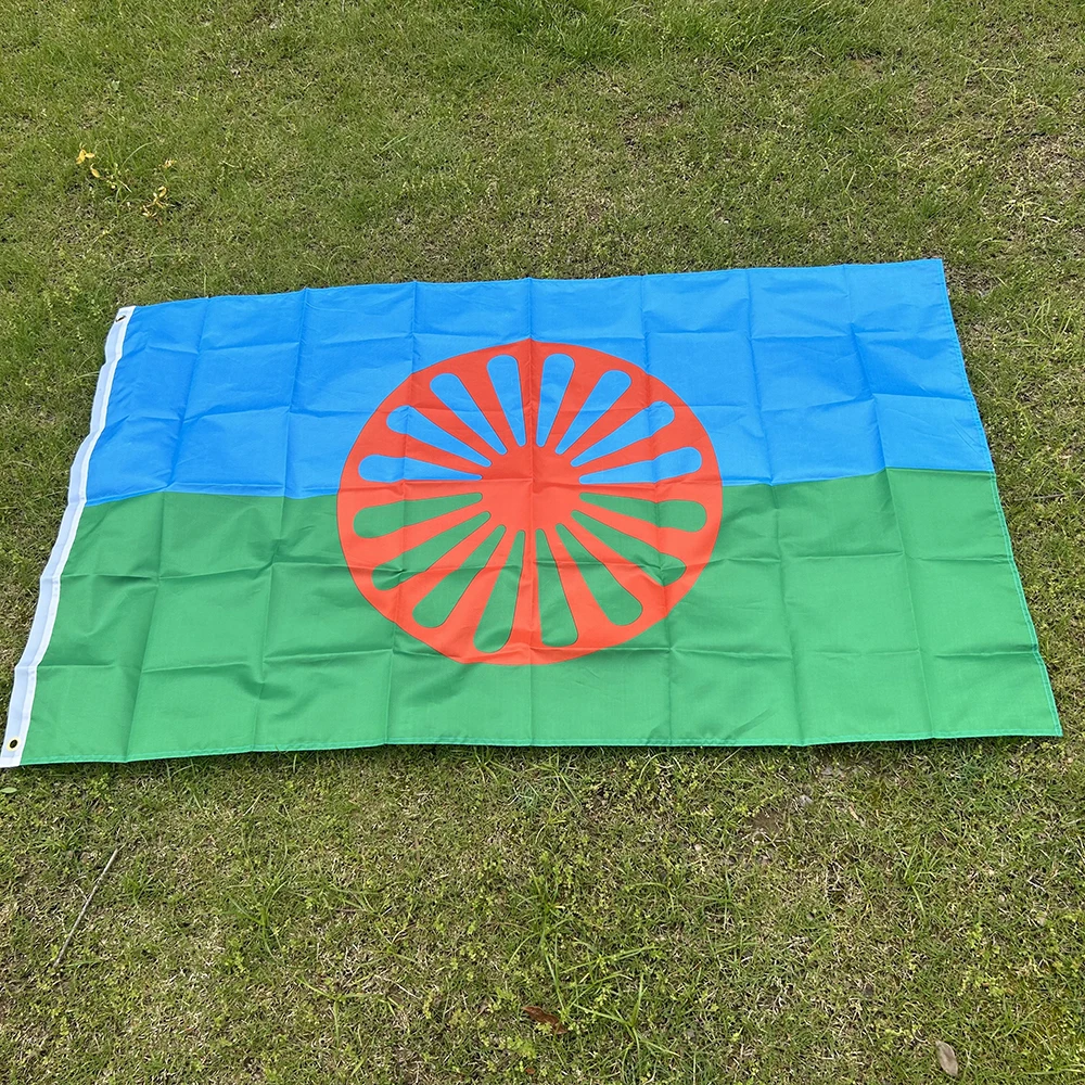 (SKY FLAG) Gypsy Romani Peoples Flag 90X150cm Polyester Hanging Banner Romanies Romany Gipsy Travellers For Home Decoration