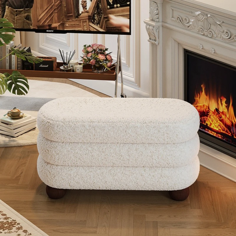 Household solid wood low stool Entry shoe change stool ottoman sitting pier dressing stool living room stacked sofa stool