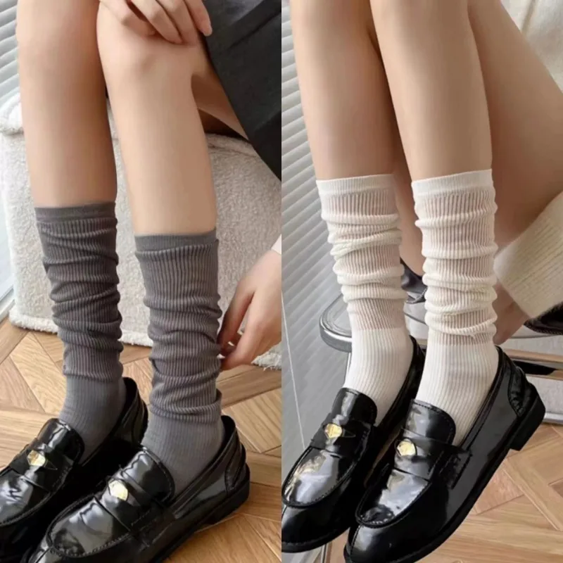 1/2pairs Women Fashion Lolita Long Loose Socks Spring Solid Color Sweet Soft Lolita Mesh Designer Breathable Lace Creative