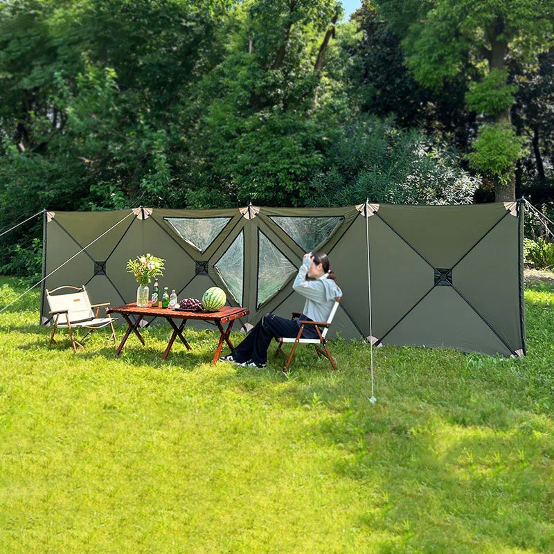 

Outdoor Foldable Camping Shelter Windscreen Windproof Waterproof Windshield Tent For Picnic BBQ Beach Large Tarp Fenced