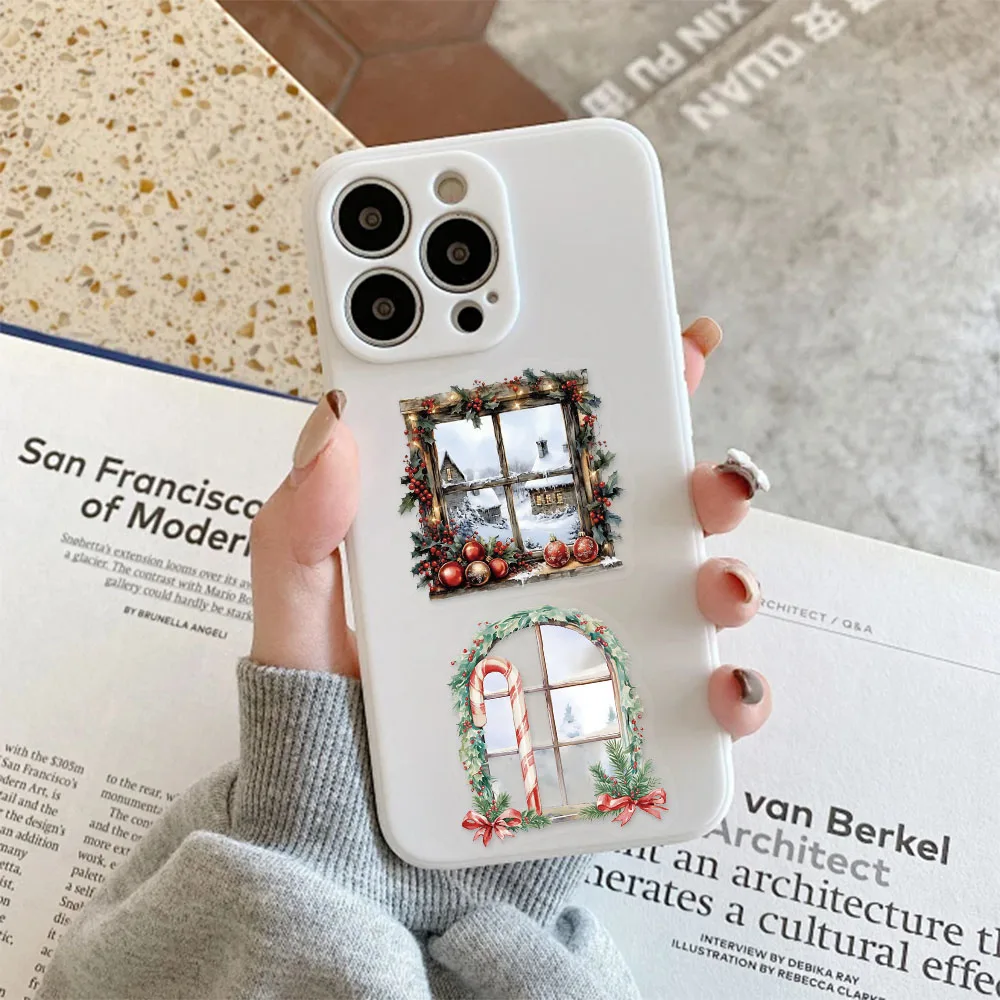 50 قطعة من ملصقات الموقد ذات المشهد المائي لعيد الميلاد، مجموعة ملصقات ممتعة DIY كتيب ديكور لعبة الكمبيوتر المحمول والكمبيوتر اللوحي #6