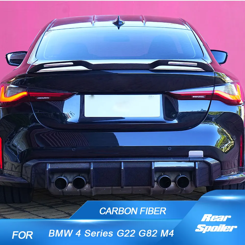 Car Rear Trunk Spoiler Wing Lip for BMW 4 Series G22 430i M440i G82 M4 2021-2023 Rear Trunk Boot Wing Spoiler Carbon Fiber