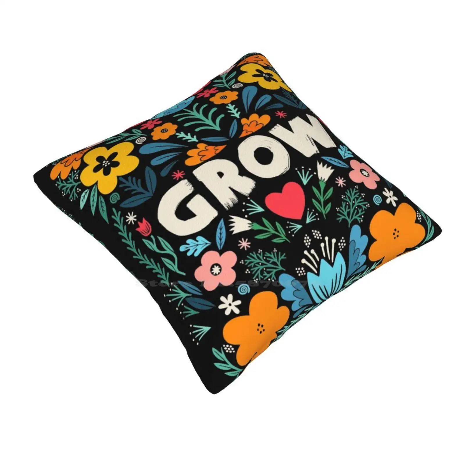 Grow Garden Pillowslip Pillowcase Garden Flowers Grow Floral Lettering Quote Type Typography