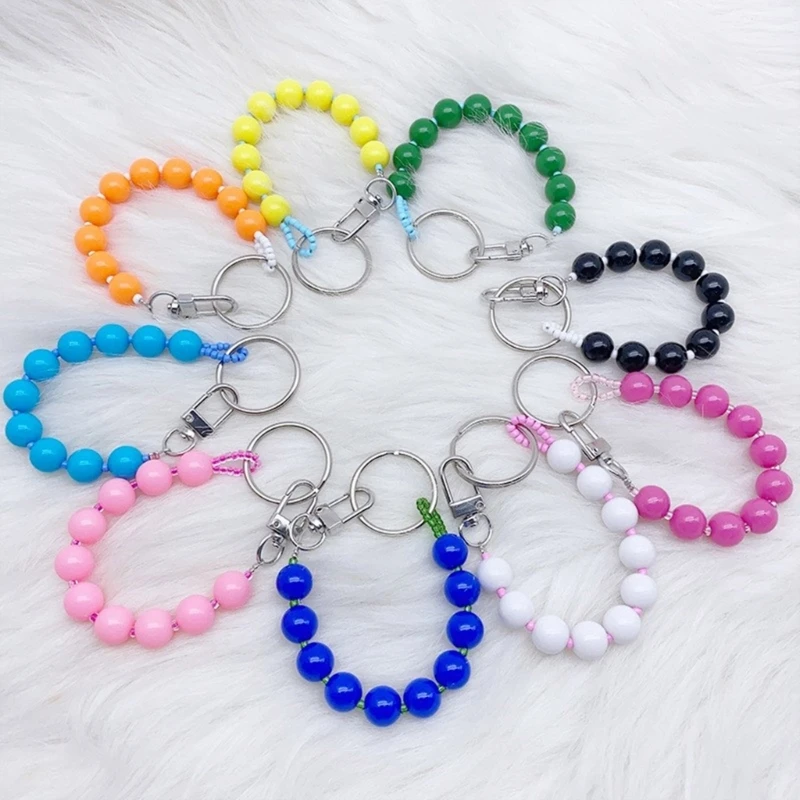Fashionable Beaded Bracelet Pendant Phone Chain Keyring Cellphone Charm Keychain Key Accessory for Bag Backpack Handbag